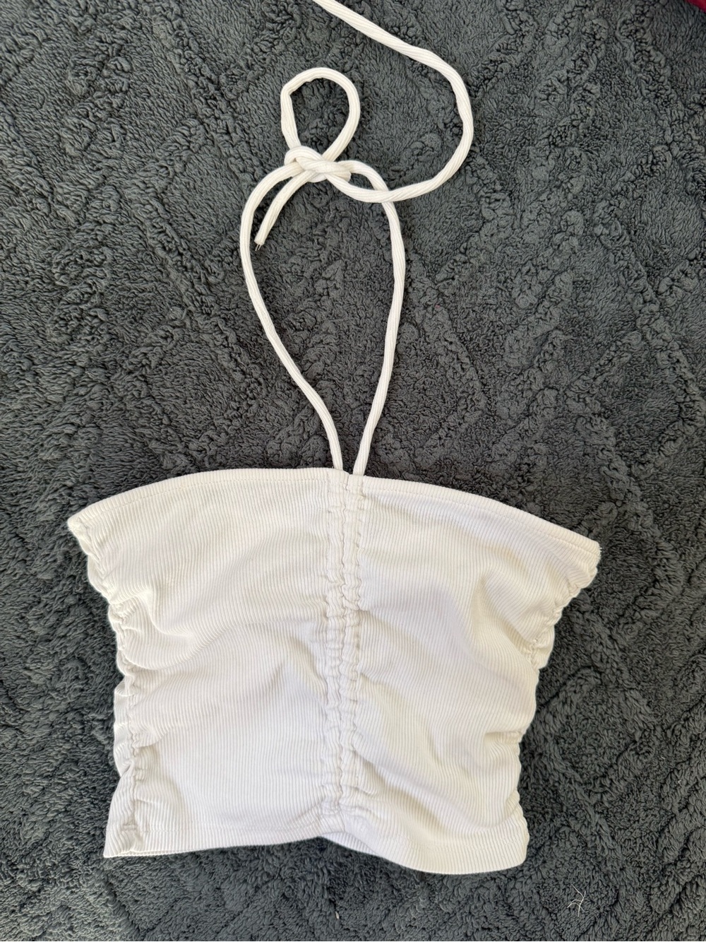 Zara White Ruched Halter Tube Top